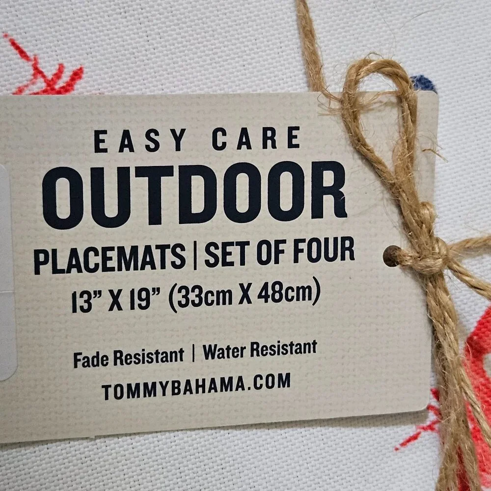 4 NWT RARE TOMMY BAHAMA SUMMER LOBSTER COASTAL OUTDOOR INDOOR PLACEMAT CHARGER
